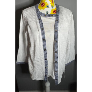 Women's Alfred Dunner Cardigan Size M White and Blue